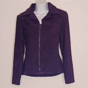 Dawn Joy Fashions Jacket Womens Junior Size 5/6 Purple Fitted Zip Front Vintage